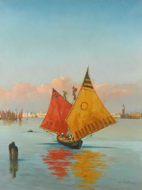 View across the lagoon, venice by Achille Vertunni